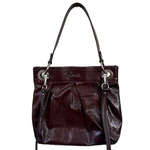 Coach Peyton Burgundy Patent Leather Hobo‎ Tote Bag Gallery Style Satchel Y2K